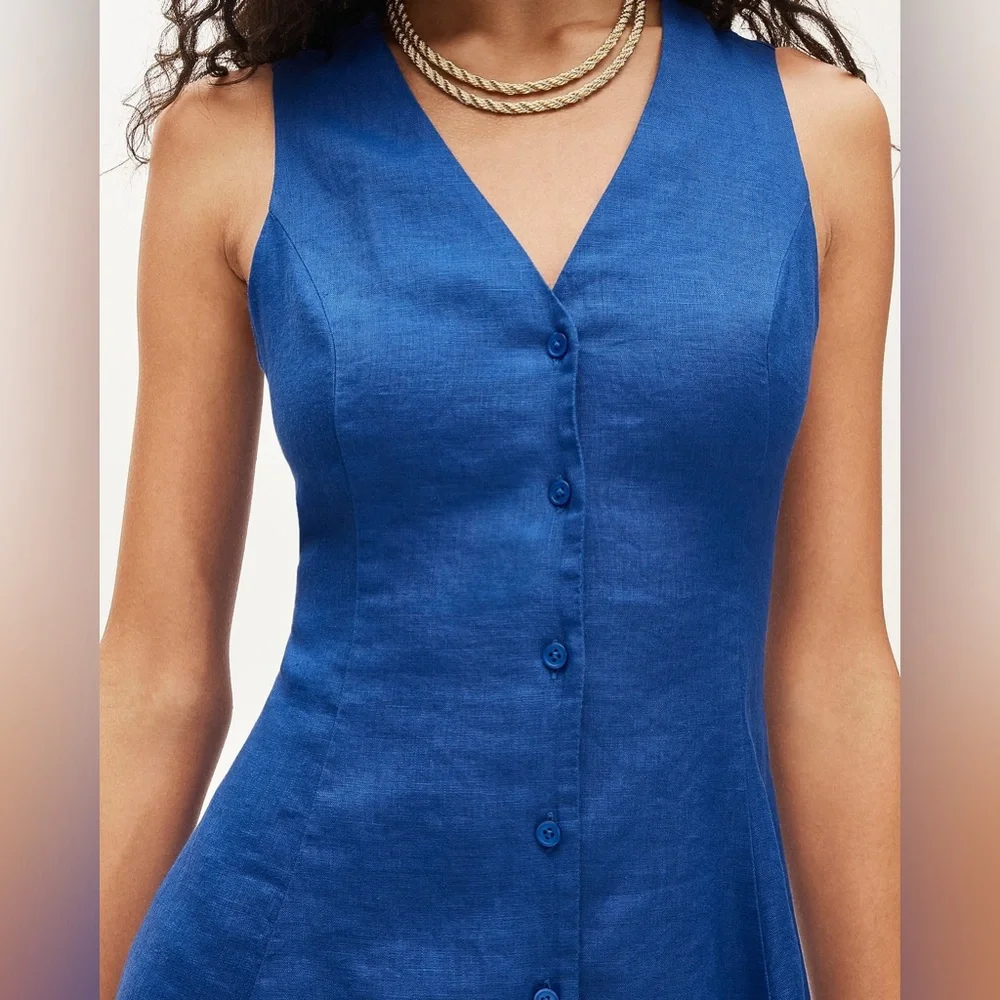 NWT J.Crew Linen Mini Dress in Radiant Cobalt